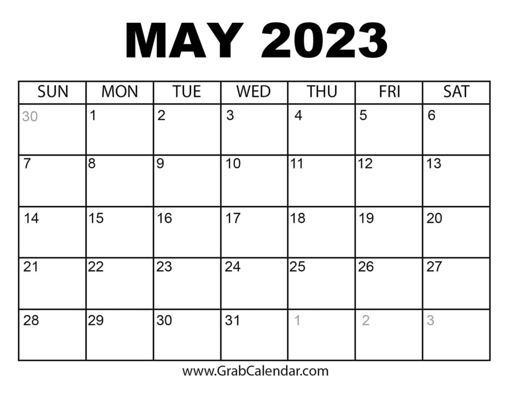 Printable May 2023 Calendar