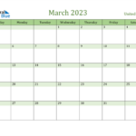 United States March 2023 Calendar With Holidays