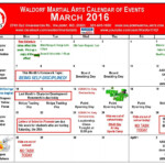 Waldorf Martial Arts March 2016 Calendar Of Events